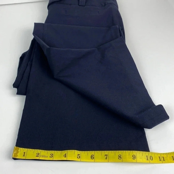 Navy blue office professional straight  leg womens flare leg pull on pants sz 10 - Picture 10 of 13